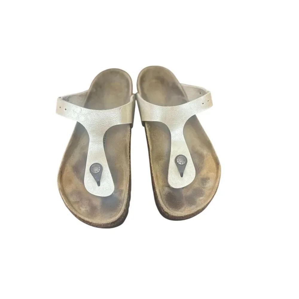 Birkenstock Gizeh Birko-Flor, Pearl White, Size 37US 6.5